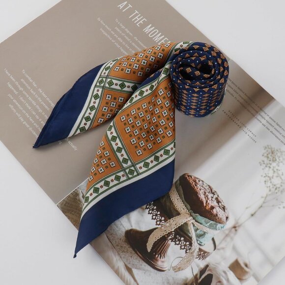 ⚡Men A-Navy Necktie 27.5 Inches Cowboy Scarves Pocket Square Silk Bandanas - Picture 6 of 8